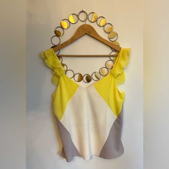 Zara Tops - SOLD- NWT Zara Ruffle Strap TankTop Womens Size Small Yellow White Gray Blouse